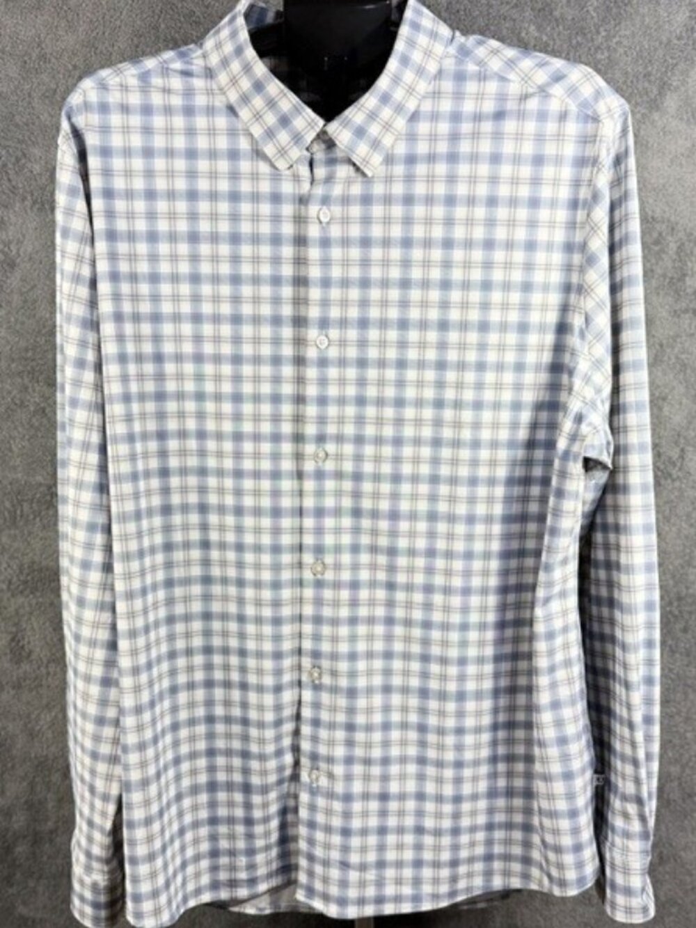 7 Diamonds Men's L/S Button Down Blue & White Plaid NWOT XXL